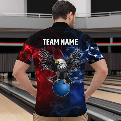 Personalized American Bowling Shirts Men Women Eagle 1/4 Zip Bowling Team Jersey QZT543