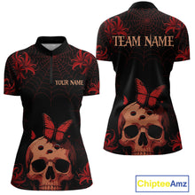 Load image into Gallery viewer, Skull Halloween Team Shirt Custom Horror Bowling Jersey for Women Bowling League Bowling Outfit QZT734