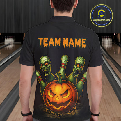 Custom Zombie Pumpkin Bowling Jersey for Men Halloween Bowling Team Shirt Bowling Gifts QZT730