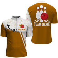 Load image into Gallery viewer, Men's Bowling Shirt Personalized Camo Bowling Jersey 1/4 Zip  Bowling Shirt QZT19