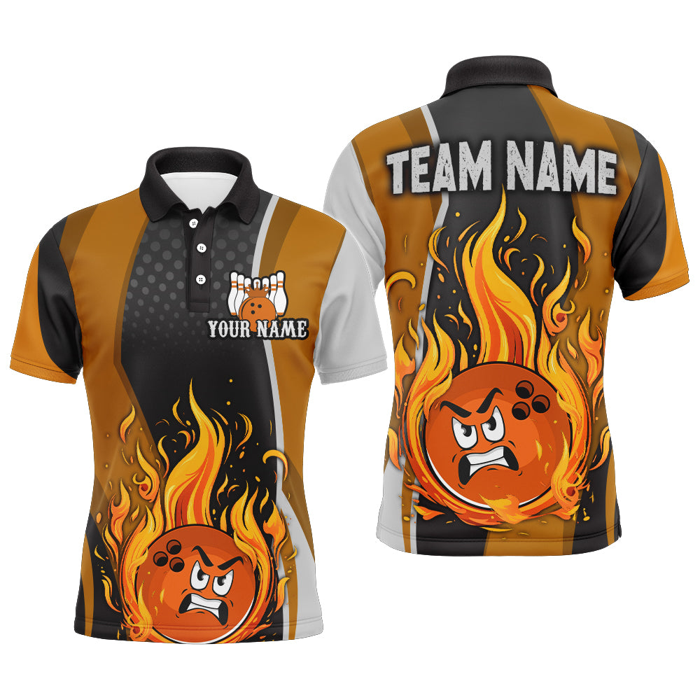 Custom Bowling Shirt for Men Flame Orange Bowling Jerseys Polo Camo Bowling Team League QZT421
