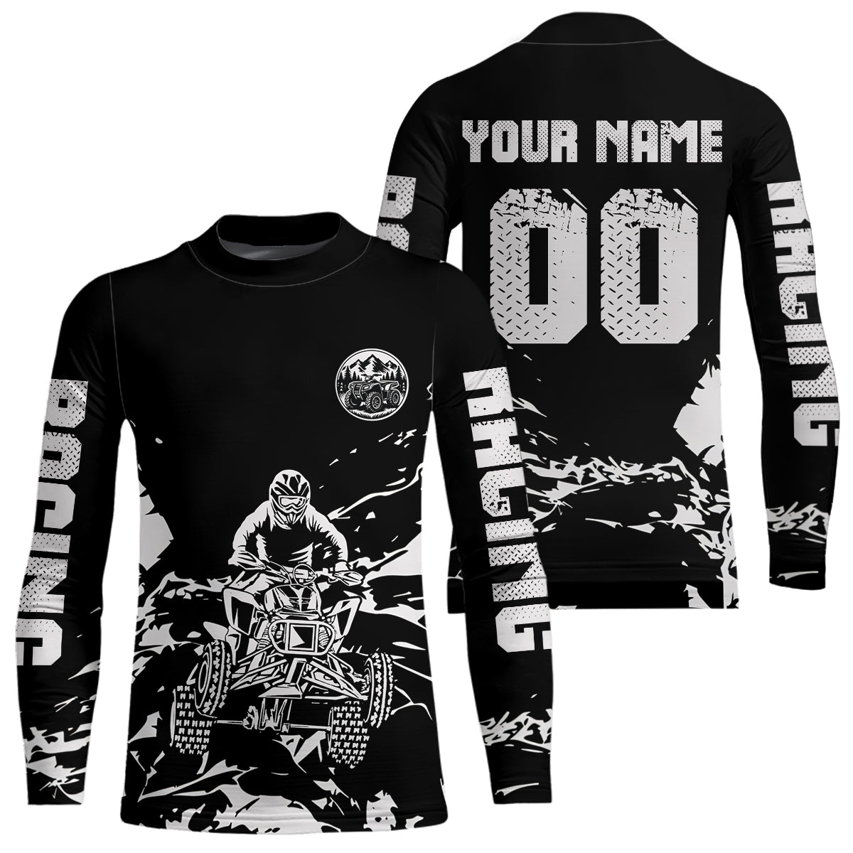 Custom Black & White Quad Bike Jersey Upf30+ Motocross Shirt for Men Women Youth ATV Extreme Off-Road MHT202