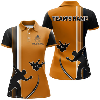 Personalized Women Polo Bowling Silhoutte Shirts Bowling Team League QZT427