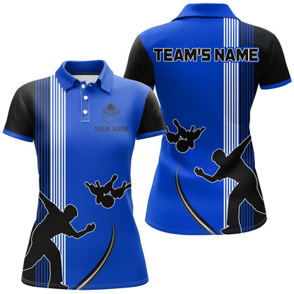 Personalized Women Polo Bowling Silhoutte Shirts Bowling Team League QZT427