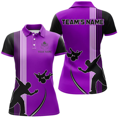 Personalized Women Polo Bowling Silhoutte Shirts Bowling Team League QZT427