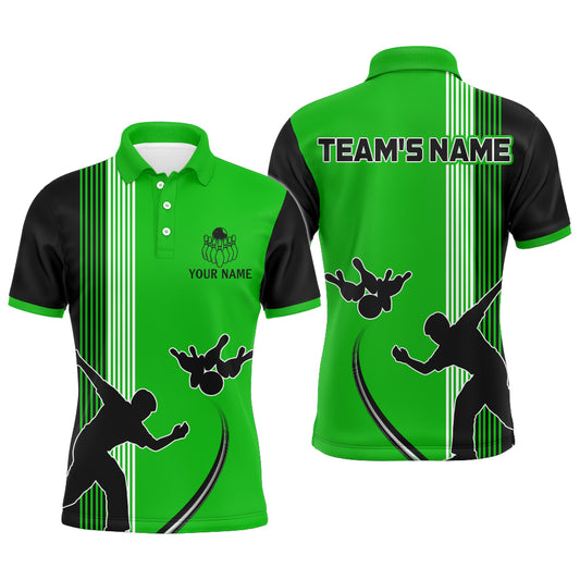 Personalized Men Polo Shirt Bowling Silhoutte Shirts Bowling Team League QZT427