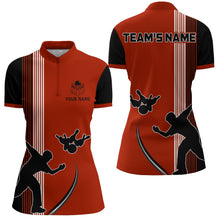 Load image into Gallery viewer, Personalized Women 1/4 Zip Shirt Camo Bowling Silhoutte Shirts Bowling Team League QZT427