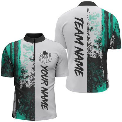 Camo 3D Bowling Shirts Men Custom Bowling Team Jersey Quarter Zip Multicolor QZT469