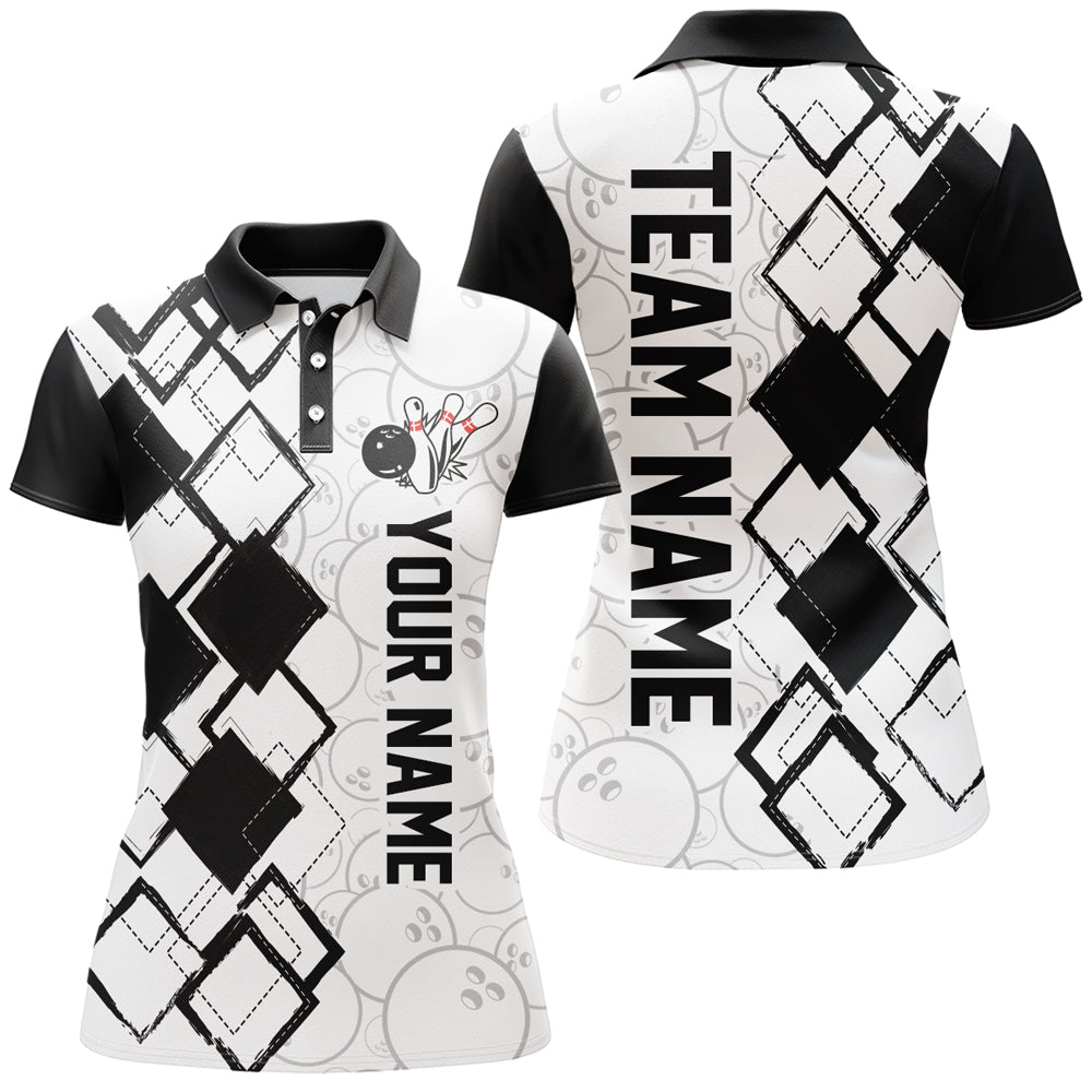Black & White Bowling Shirts for Women Polo Personalized Camo Bowling Jersey QZT436