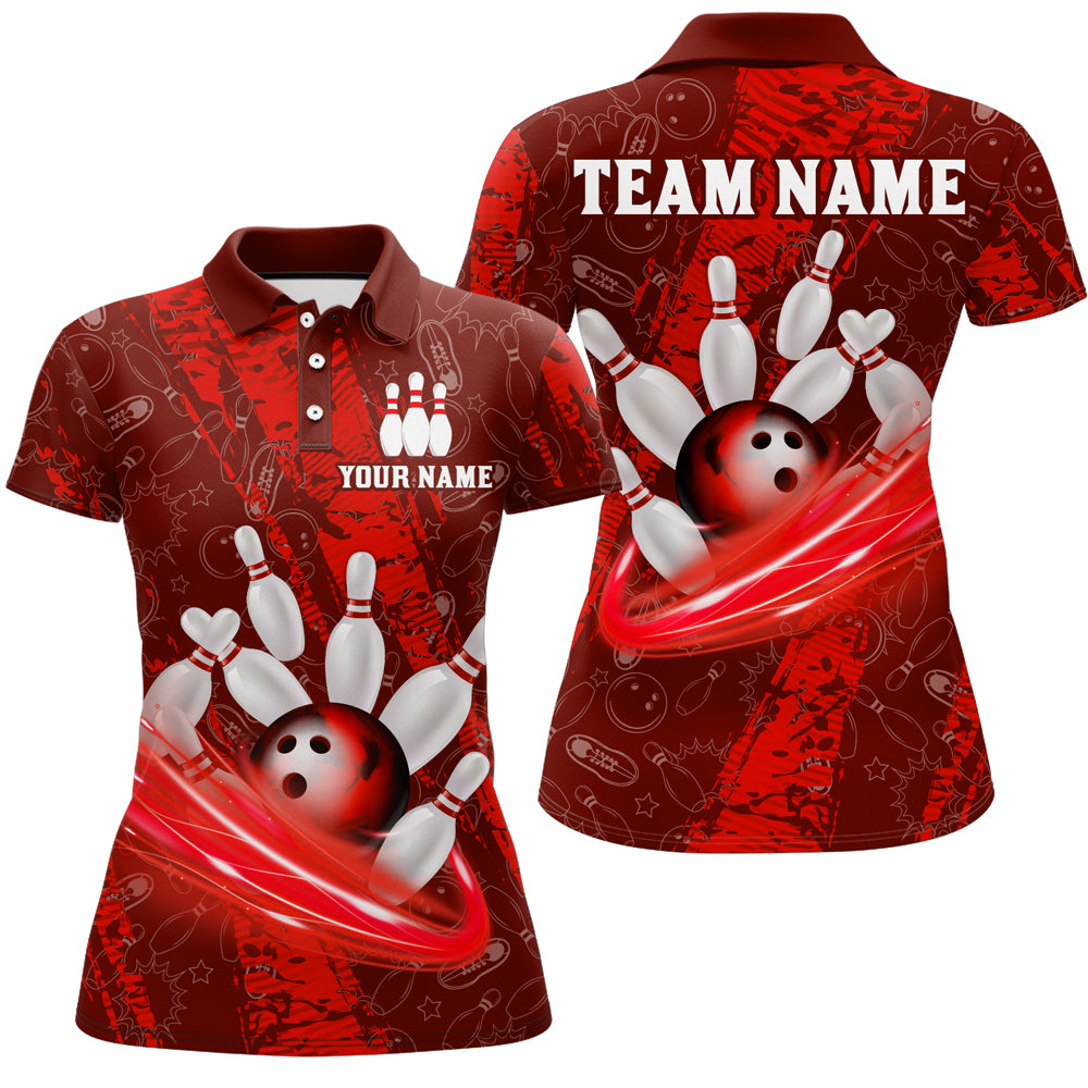 Custom Women 3D Bowling Shirts Bowling Team Jersey Polo Bowlers Gifts Multicolor QZT473