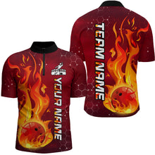 Load image into Gallery viewer, Custom Flame Bowling Shirts Bowling Jersey for Men 1/4 Zip Bowling Uniform QZT447