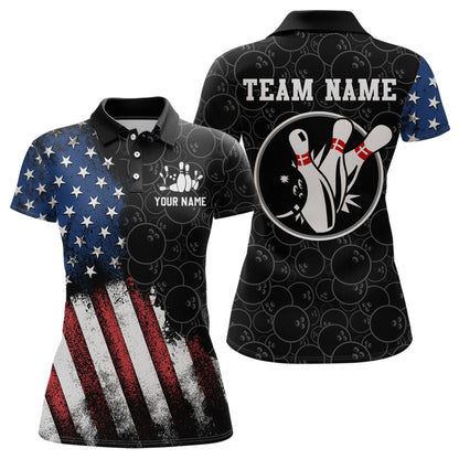 Personalized American Bowling Shirt Polo Bowling Jersey Patriotic Bowling Outfit QZT684