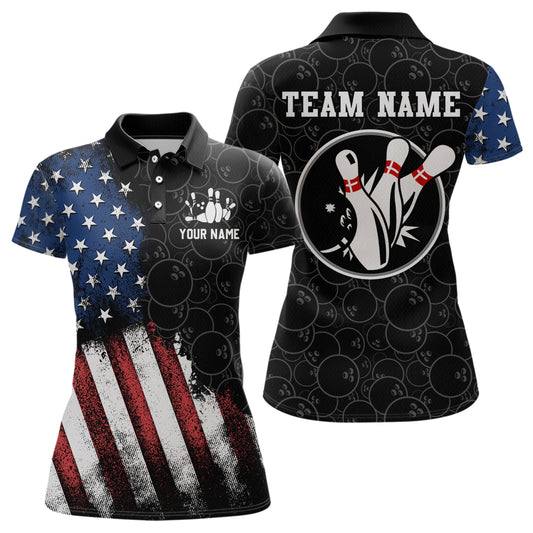 Personalized American Bowling Shirt Polo Bowling Jersey Patriotic Bowling Outfit QZT684