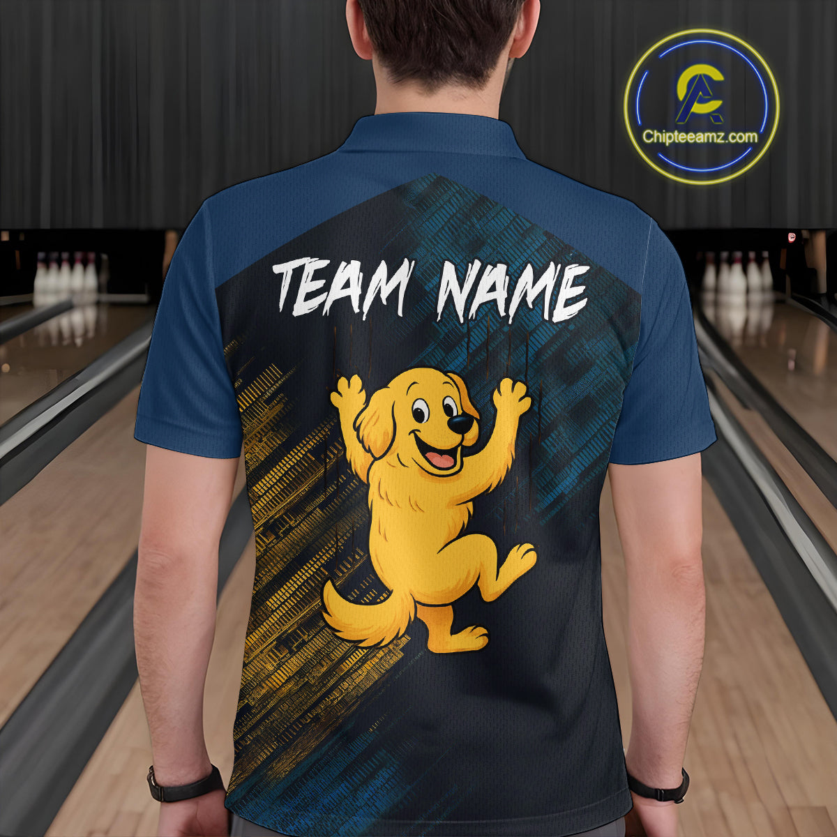 Funny Golden Retriever Dog Bowling Shirt for Men Custom Polo & Quarter-Zip Bowling Team Jersey QZT760