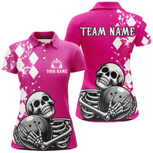 Load image into Gallery viewer, Skull Bowling Shirt for Women Custom Bowling Jersey Bowling Polo Shirt Bowling Team League QZT293