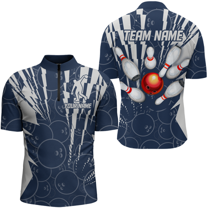 Custom Bowling Shirt Bowling Jersey for Men Bowling Team League Quarter-Zip Shirt QZT252