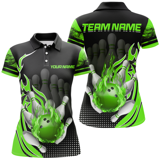 Personalized Flame Bowling Shirts Women Bowling Team League Polo Bowling QZT410