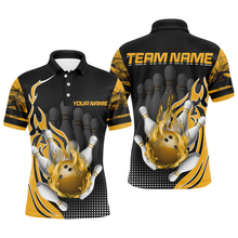 Load image into Gallery viewer, Personalized Flame Bowling Shirts Men Bowling Team League Polo Bowling QZT410