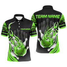 Load image into Gallery viewer, Personalized Flame Bowling Shirts Men Bowling Team League Polo Bowling QZT410