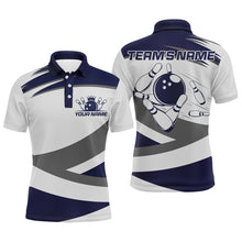 Load image into Gallery viewer, Custom Bowling Shirt for Men Navy &amp; Grey Bowling Jersey Bowling Team League Polo Shirt QZT1