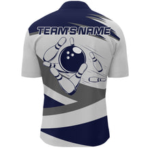 Load image into Gallery viewer, Custom Bowling Shirt for Men Navy &amp; Grey Bowling Jersey Bowling Team League Quarter-Zip Shirt QZT1