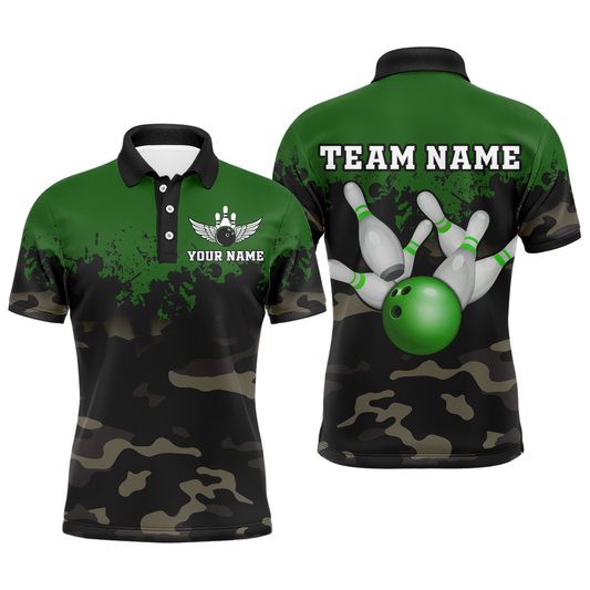 Personalized 3D Polo Bowling Team Shirts Men Camouflage Bowling Jersey Multicolor QZT503