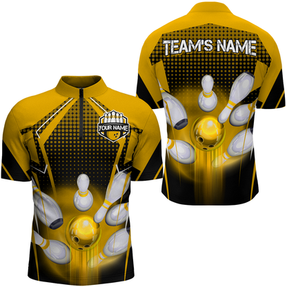 Personalized Bowling Shirts for Men 1/4 Zip 3D Bowling Team League Bowling Gifts QZT423