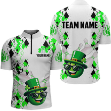 Load image into Gallery viewer, Custom Green Funny Bowling Shirt St Patrick Day Bowling 1/4-Zip Team Jersey Unisex QZT620