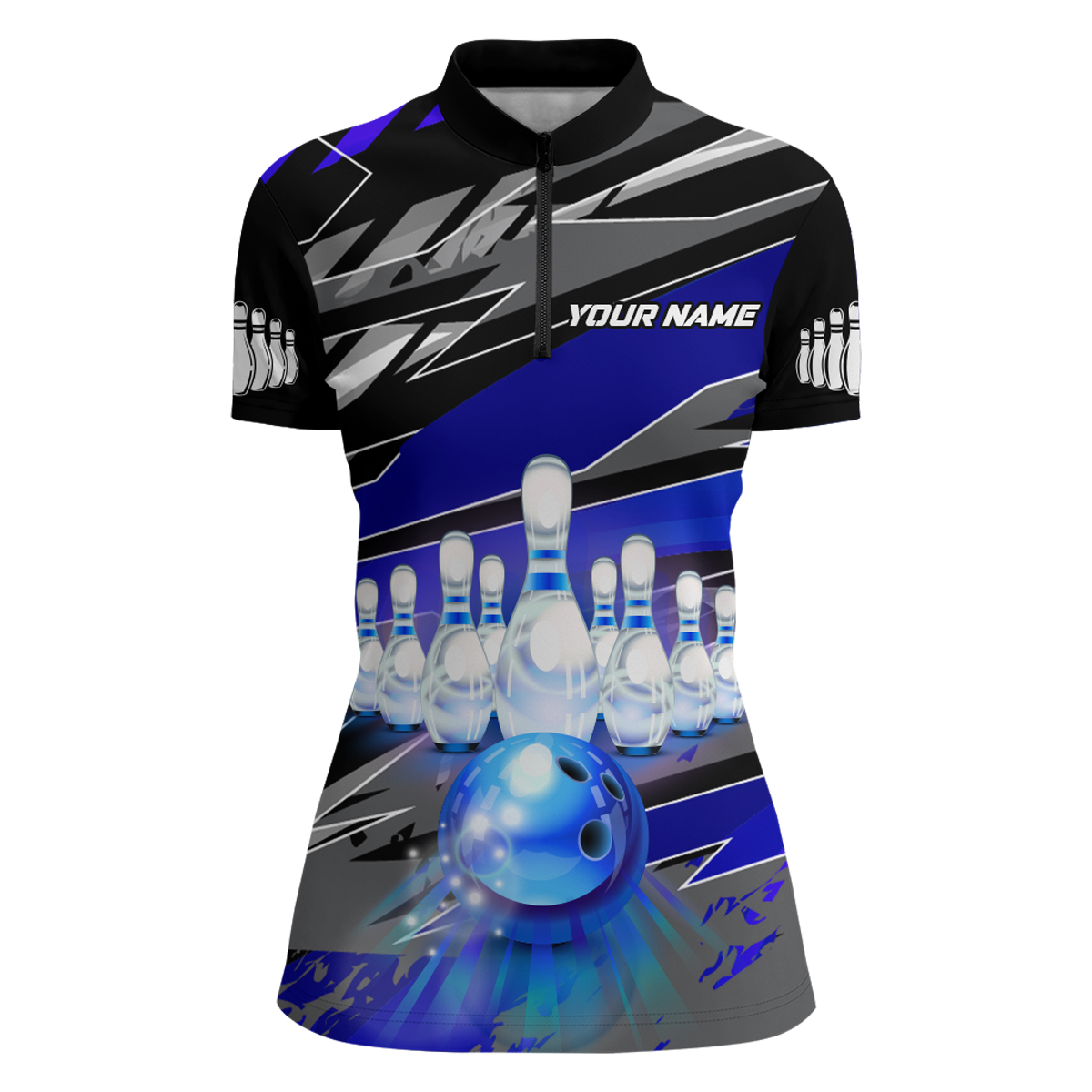 Personalized Bowling Shirt for Women Bowling Jersey with Name Team Name 1/4 Zip Shirt Unisex QZT267