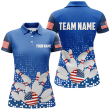 Load image into Gallery viewer, Navy Bowling Shirt Customized Polo Shirt for Women Bowling Team with Name QZT271
