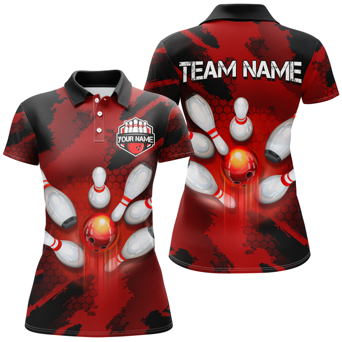 Camo 3D Bowling Shirts Women Custom Bowling Team Jersey Polo Multicolor QZT468
