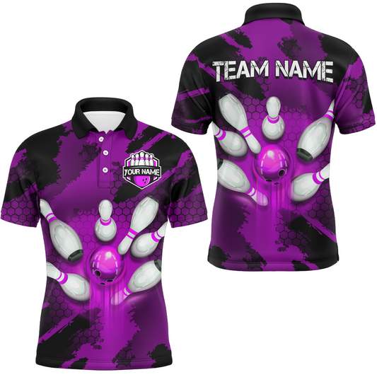 Camo 3D Bowling Shirts Men Custom Bowling Team Jersey Polo Multicolor QZT468