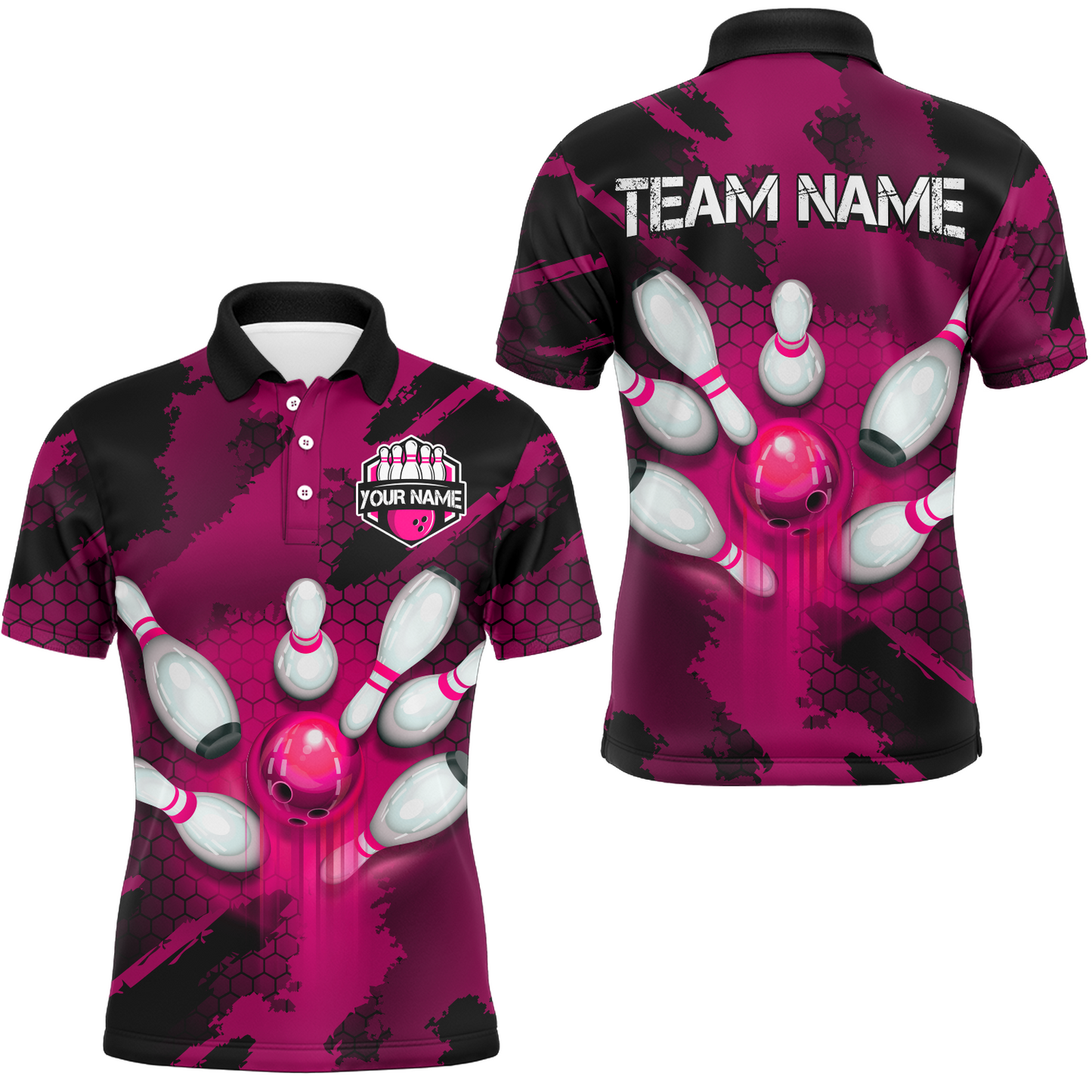 Camo 3D Bowling Shirts Men Custom Bowling Team Jersey Polo Multicolor QZT468