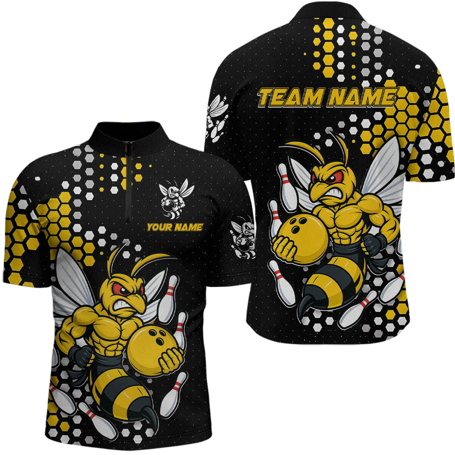 Custom Funny Bee Bowling Team Shirt Bowling Jersey for Men Bowling Outfit Gifts QZT721