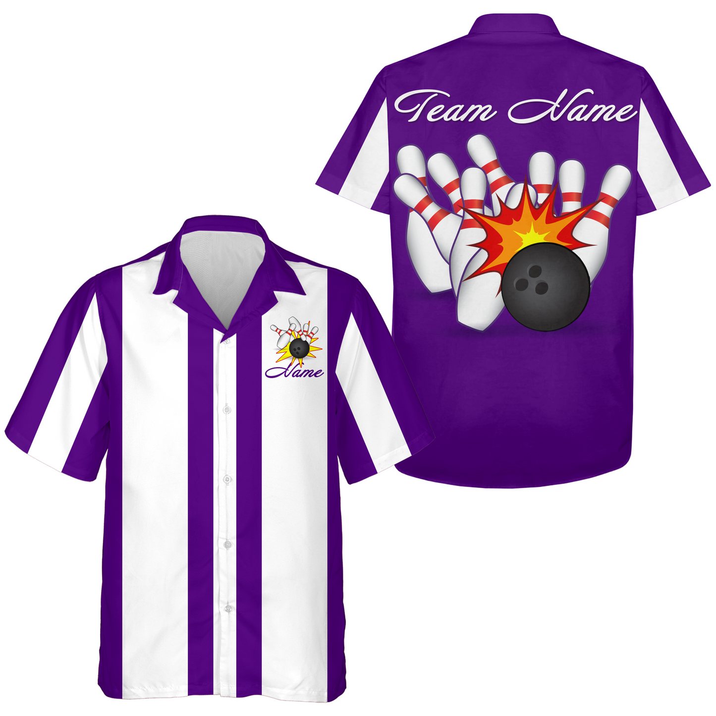 Multicolor Bowling Hawaiian Shirts Personalized Bowling Jersey with Name QZT214