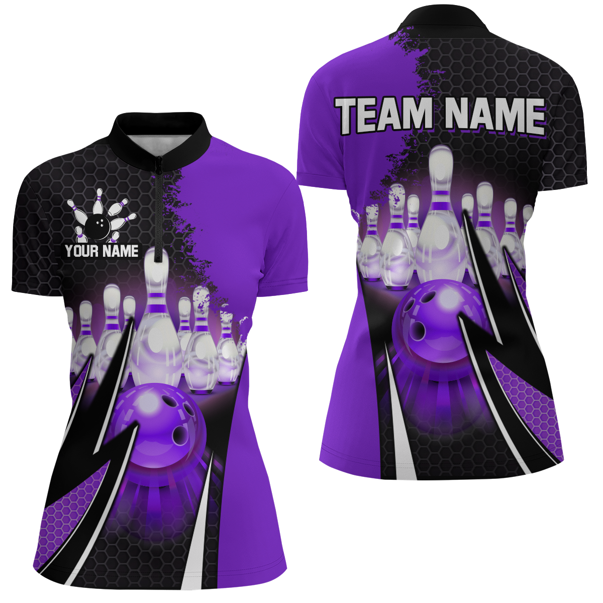 Personalized Bowling Shirts for Women 1/4 Zip Bowling Team Jersey QZT440