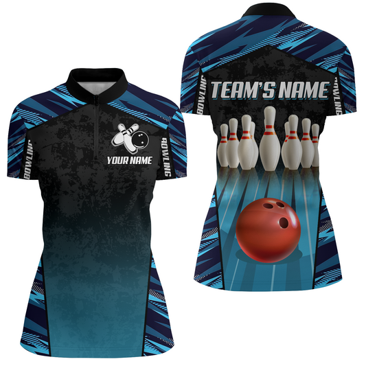 Custom Bowling Shirt for Women Bowling Jersey Bowling Team League Quarter-Zip Shirt QZT72