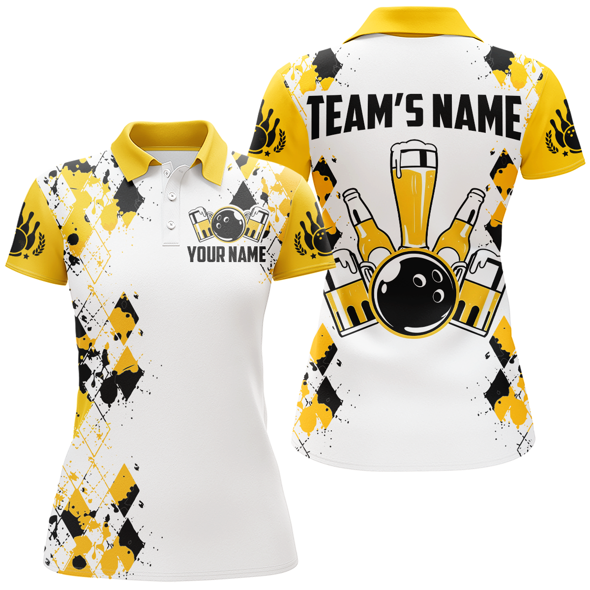 Personalized Beer Bowling Team Jerseys Unisex Polo Bowling Shirt for Men Women QZT542
