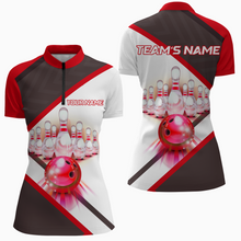 Load image into Gallery viewer, Custom Bowling Shirt for Women, Personalized Bowling Jersey, Women's Bowling Quarter-Zip Shirt QZT41