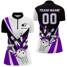 Load image into Gallery viewer, Bowling Quarter-Zip Shirt for Women Custom Bowling Team Shirt Bowlers Jersey QZT15