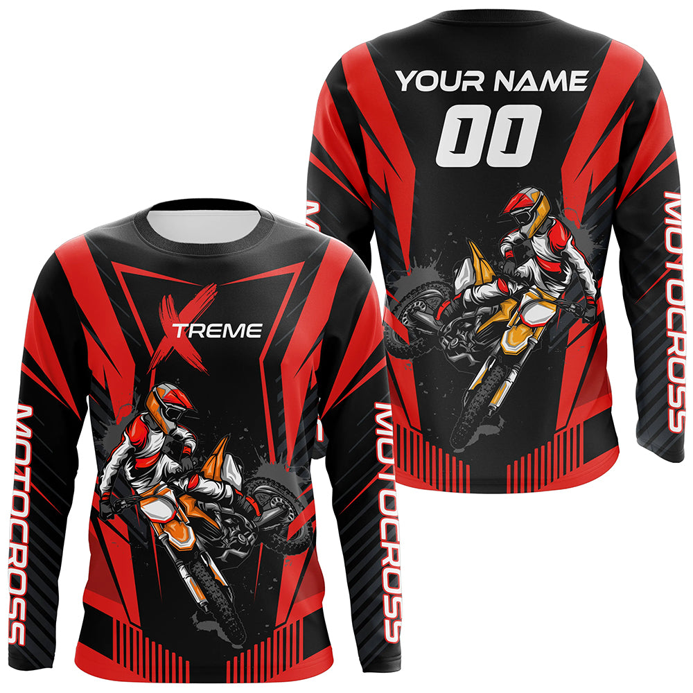 Extreme Dirt Bike Jersey Red UPF30+ Custom Kid Men Women Motocross Riding Shirt Off-Road Jersey PDT669