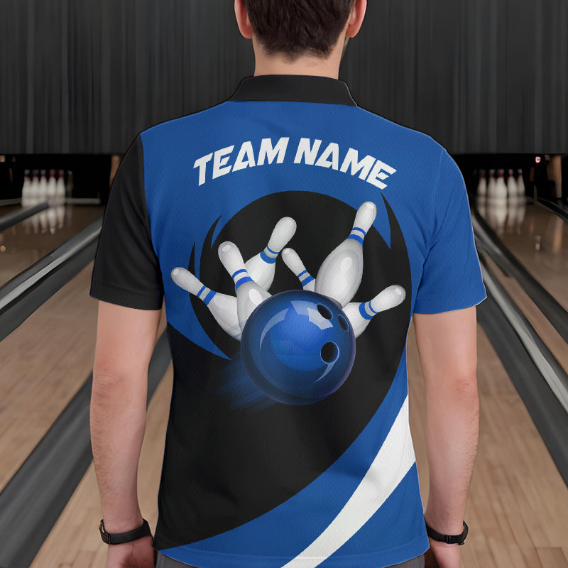 Personalized Blue Bowling Shirts Custom Bowling Team Jersey Polo Bowling Shirts BDT502