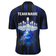 Load image into Gallery viewer, Custom Bowling Shirt For Men Blue 3D Bowling Jersey Team League Personalized Bowling 1/4 Zip Shirt BDT308