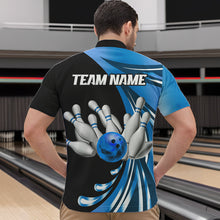 Load image into Gallery viewer, Personalized Blue Bowling Team Jersey For Men &amp; Women Custom Quarter Zip Bowling Shirt BDT457