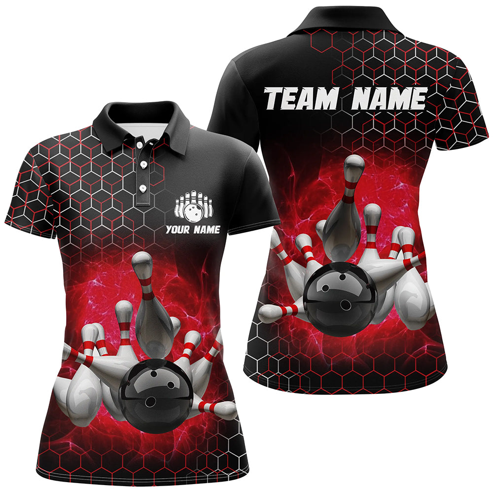 Personalized Red Bowling Jersey Men and Women Custom Bowling Polo Shirt Team BDT490