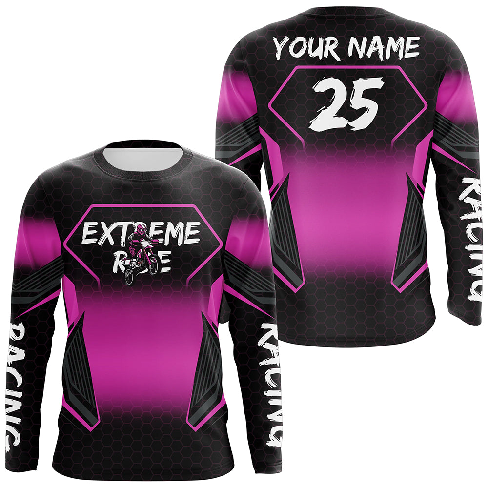 Custom Motocross Jersey Kid Men Women Upf30+ Pink Dirt Bike Shirt MX Off-Road Rider Motorcycle PDT670