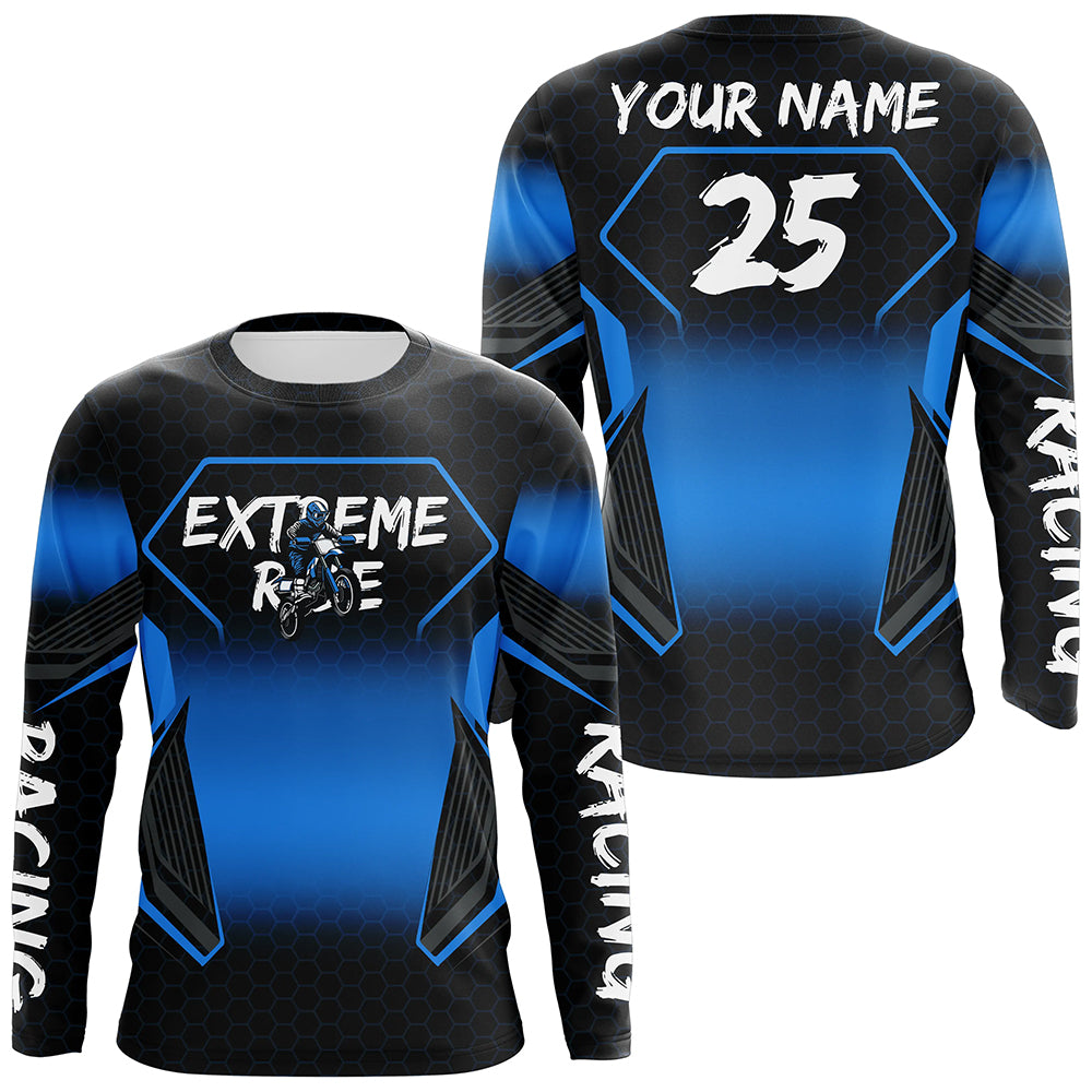 Custom Motocross Jersey Kid Men Women Upf30+ Blue Dirt Bike Shirt MX Off-Road Rider Motorcycle PDT670