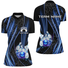 Load image into Gallery viewer, Blue Light Bowling 1/4 Zip Shirt For Men Women Custom Team Bowling Jersey For Couples BDT504