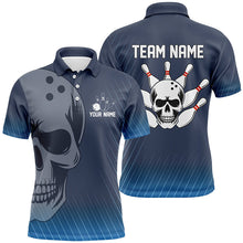Load image into Gallery viewer, Blue Skull Bowling Shirts Men &amp; Women Custom Polo Bowling Team Jersey Unisex BDT484