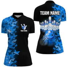Load image into Gallery viewer, Blue Butterfly Bowling Shirts For Men Women Custom 1/4 Zip Bowling Jersey Team BDT505